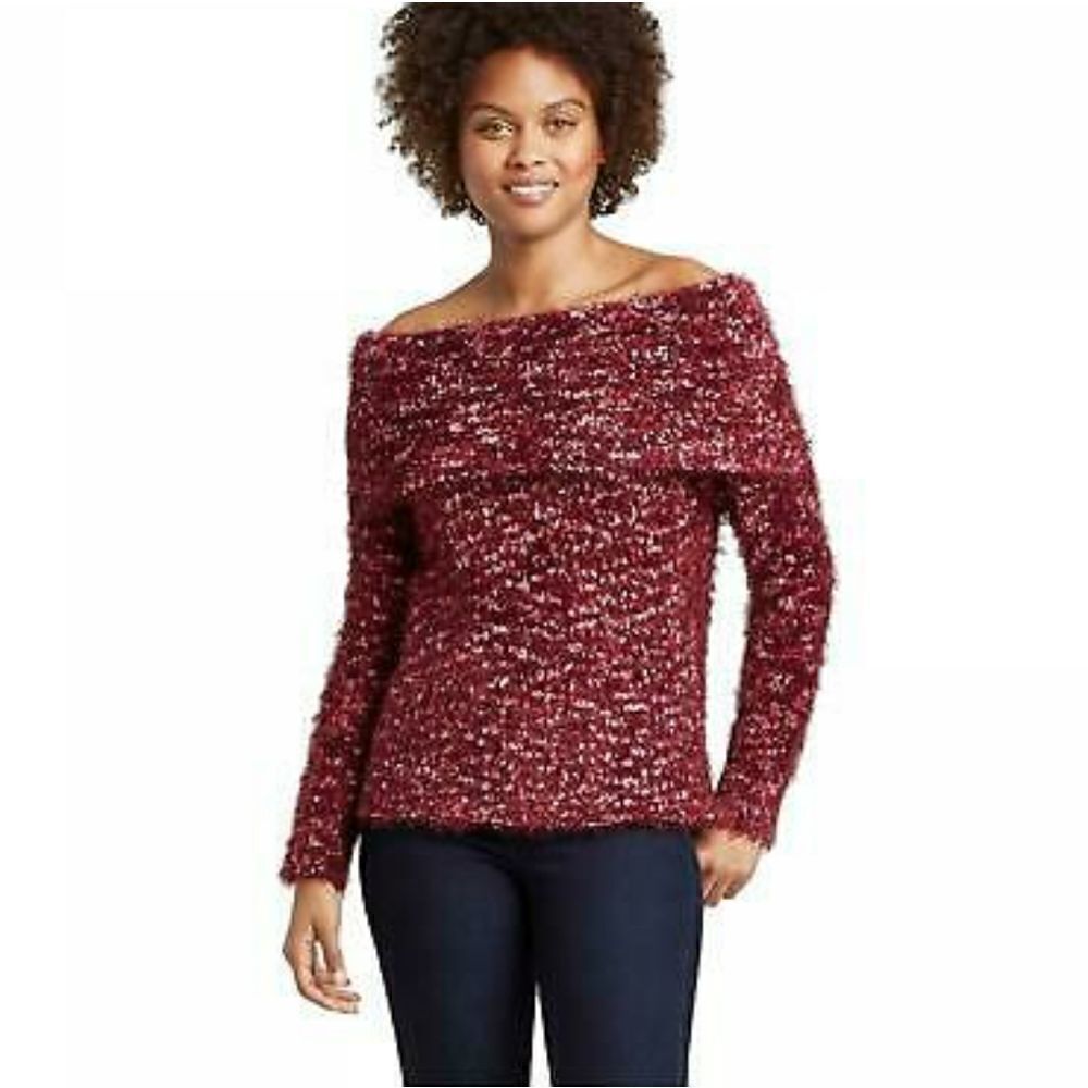 Boutique Off-the-Shoulder Eyelash Sweater